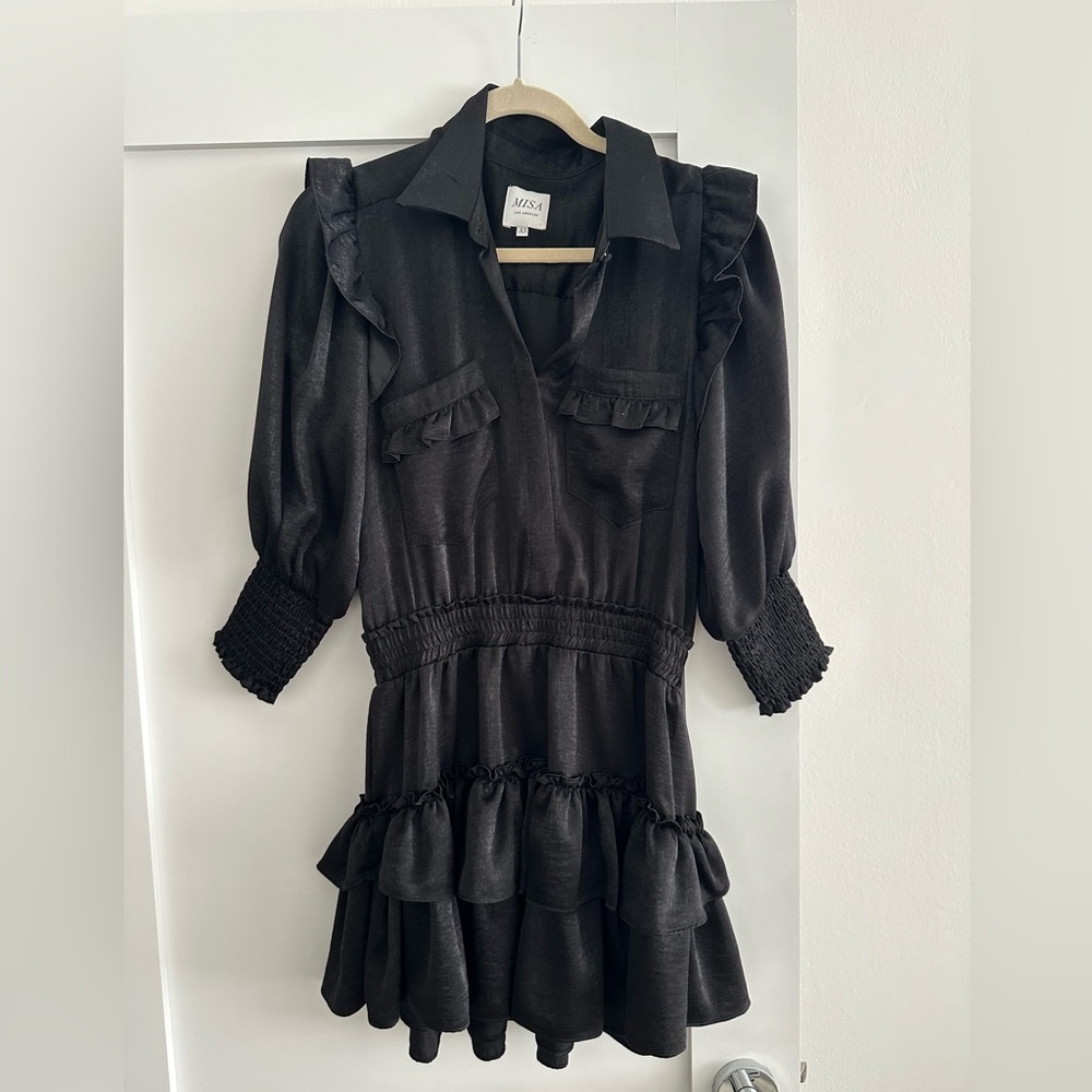 MISA LOS ANGELES Ruffle Mini Shirtdress